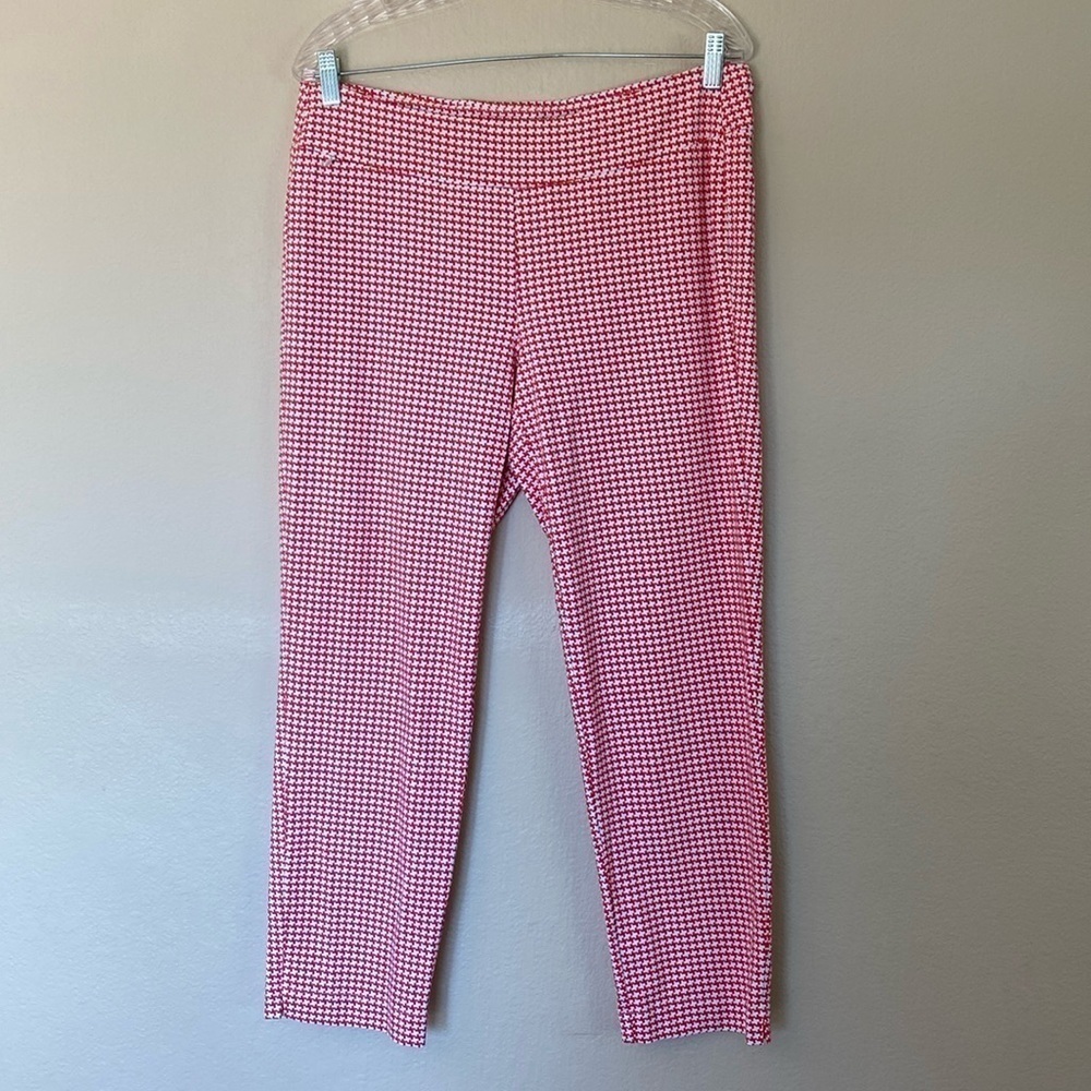 J. McLaughlin pants womens large pink white houndstooth slacks Catalina cloth